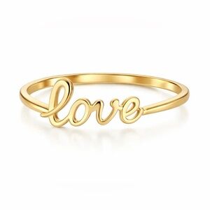 Gold Plated "Love" Script Ring- Women Jewelry